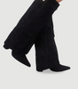Elegant Black Suede Boots with Golden Details for Women