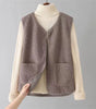 Sherpa Fleece Sleeveless Vest with Sheepskin Effect for Women