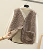 Sherpa Fleece Sleeveless Vest with Sheepskin Effect for Women