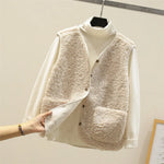 Sherpa Fleece Sleeveless Vest with Sheepskin Effect for Women