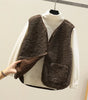 Sherpa Fleece Sleeveless Vest with Sheepskin Effect for Women