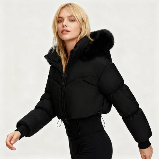 Elegant Short Jacket with Removable Hood for Women
