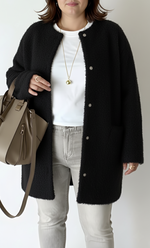 Long Oversized Knit Cardigan with Round Neck for Women