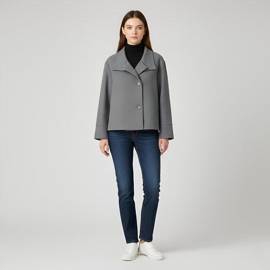 Short wool blend jacket for women