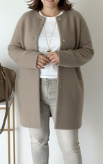 Long Oversized Knit Cardigan with Round Neck for Women