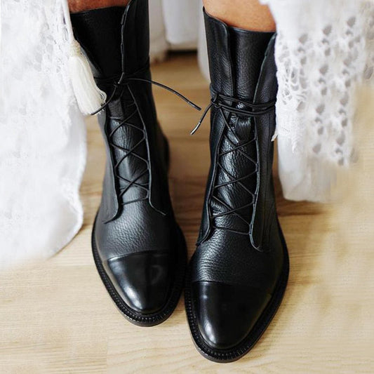 Leather Lace-Up Ankle Boots for Women