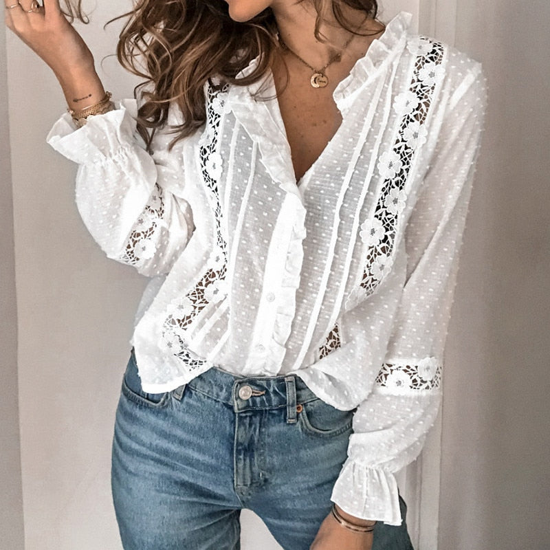 Long Sleeve Button-Up Blouse for Women | Ideal for Daily Use