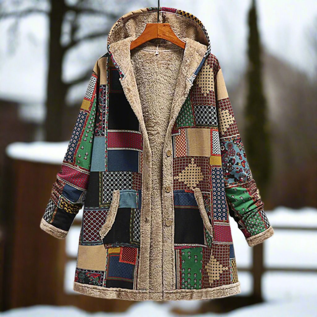 Loose coat in linen-cotton blend for women