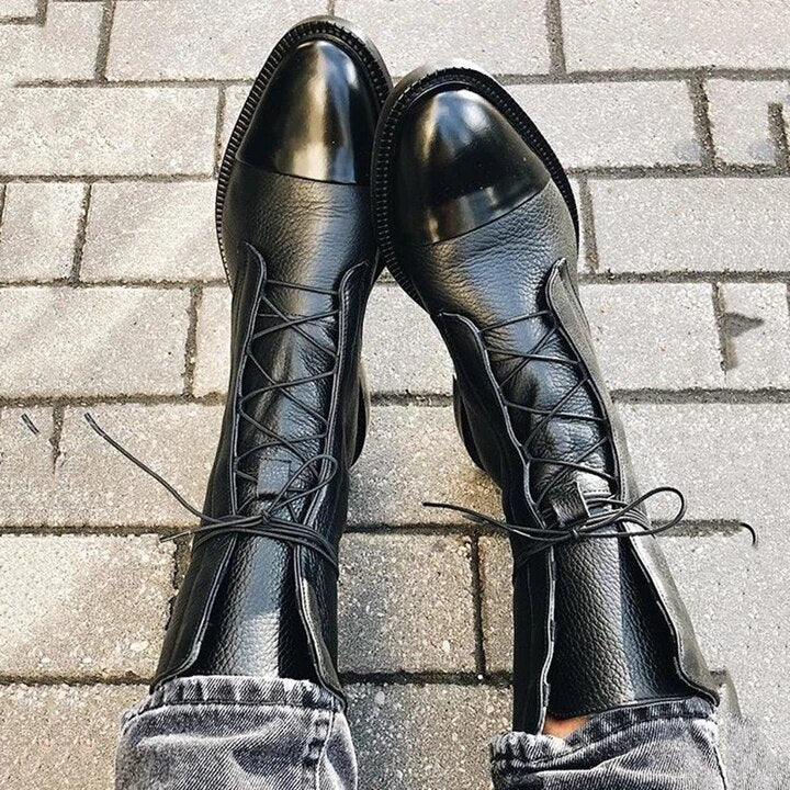 Leather Lace-Up Ankle Boots for Women