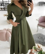 Elegant Long-Sleeve Midi Dress for Women | Ideal for Special Occasions