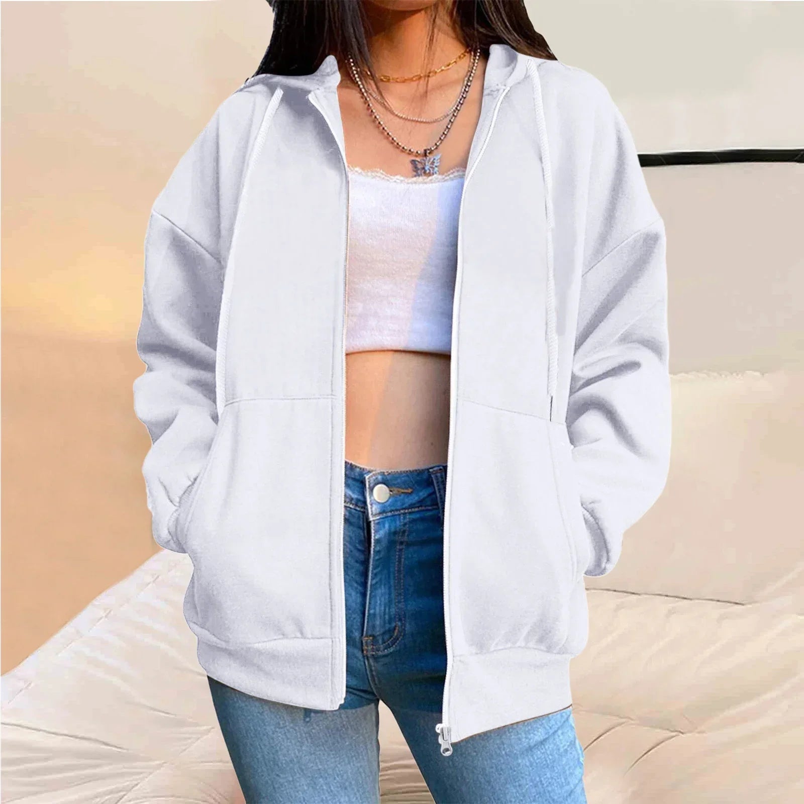 Zipped Hooded Sweatshirt for Women