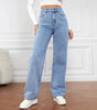 High-waisted straight jeans for women