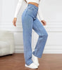 High-waisted straight jeans for women