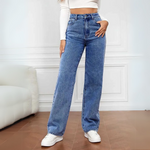 High-waisted straight jeans for women