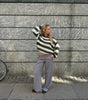Striped Chunky Knit Long Sleeve Round Neck Sweater for Women