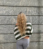 Striped Chunky Knit Long Sleeve Round Neck Sweater for Women
