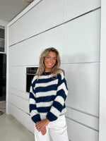 Striped Chunky Knit Long Sleeve Round Neck Sweater for Women