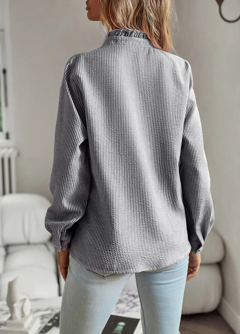 Long-sleeve high-neck blouse for women