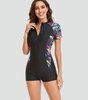 Short-Sleeve One-Piece Swimsuit with Zipper for Women | Perfect for Summer