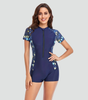 Short-Sleeve One-Piece Swimsuit with Zipper for Women | Perfect for Summer