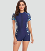 Short-Sleeve One-Piece Swimsuit with Zipper for Women | Perfect for Summer