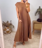 Sleeveless Long Pleated Dress for Women | Ideal for Everyday Wear