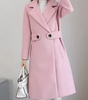 Long Wool Blend Double-Breasted Coat for Women