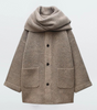 Short knitted coat with scarf for Women