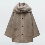 Short knitted coat with scarf for Women