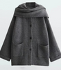 Short knitted coat with scarf for Women