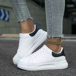 Comfort Sneakers with Thick Sole in Faux Leather for Women