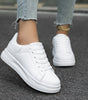 Comfort Sneakers with Thick Sole in Faux Leather for Women