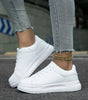 Comfort Sneakers with Thick Sole in Faux Leather for Women