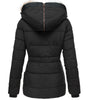 Short Puffer Jacket with Hood and Synthetic Fur for Women