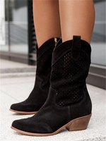 High Suede Santiag Ankle Boots for Women
