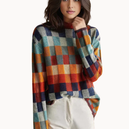 Women's Patchwork Turtleneck Sweater