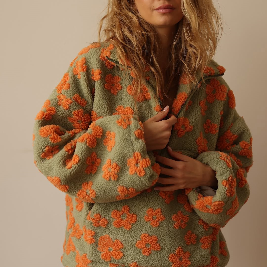 Floral Fleece Sweater for Women