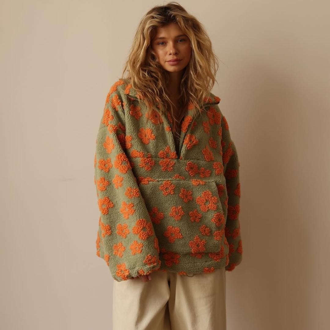 Floral Fleece Sweater for Women
