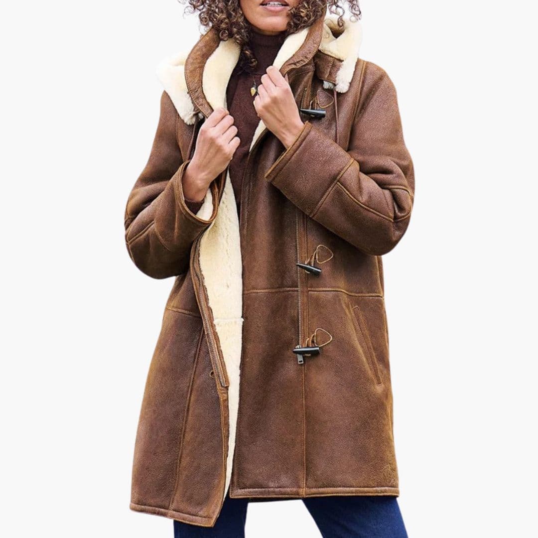 Long Hooded Coat with Synthetic Lining for Women
