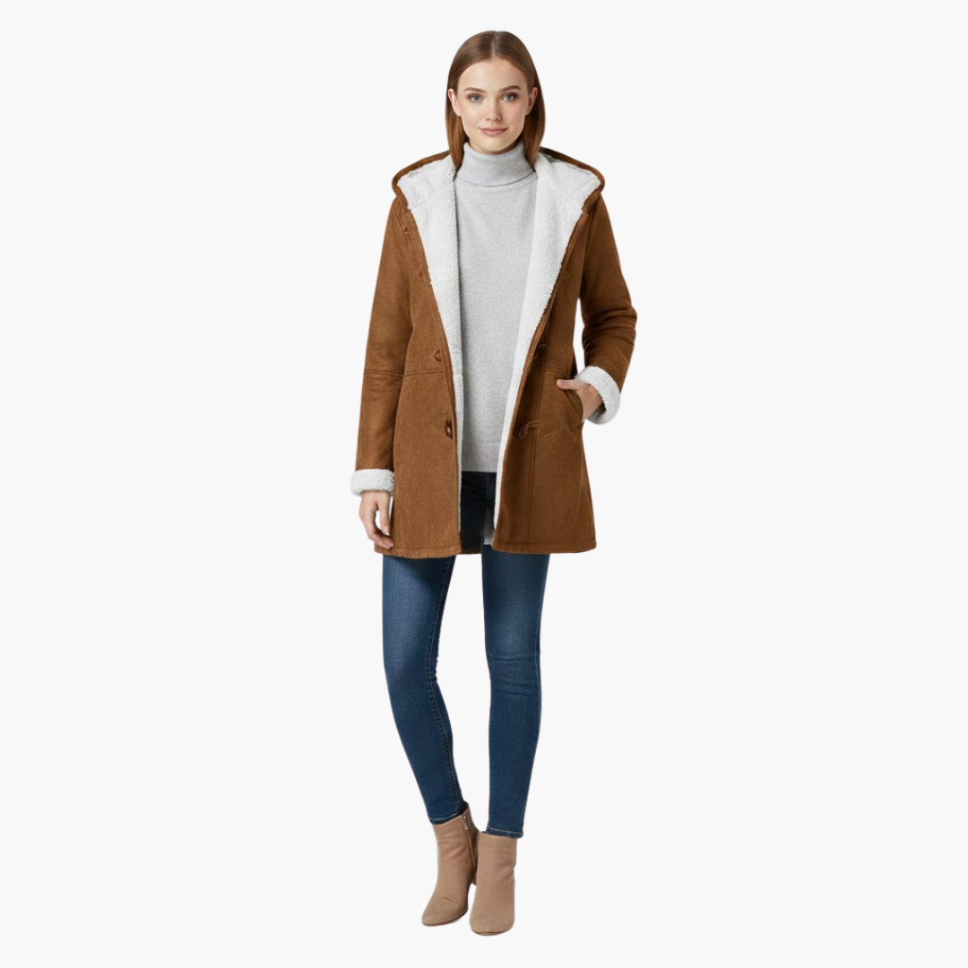 Plus Size Coat for Women with Pockets and Buckle Closure