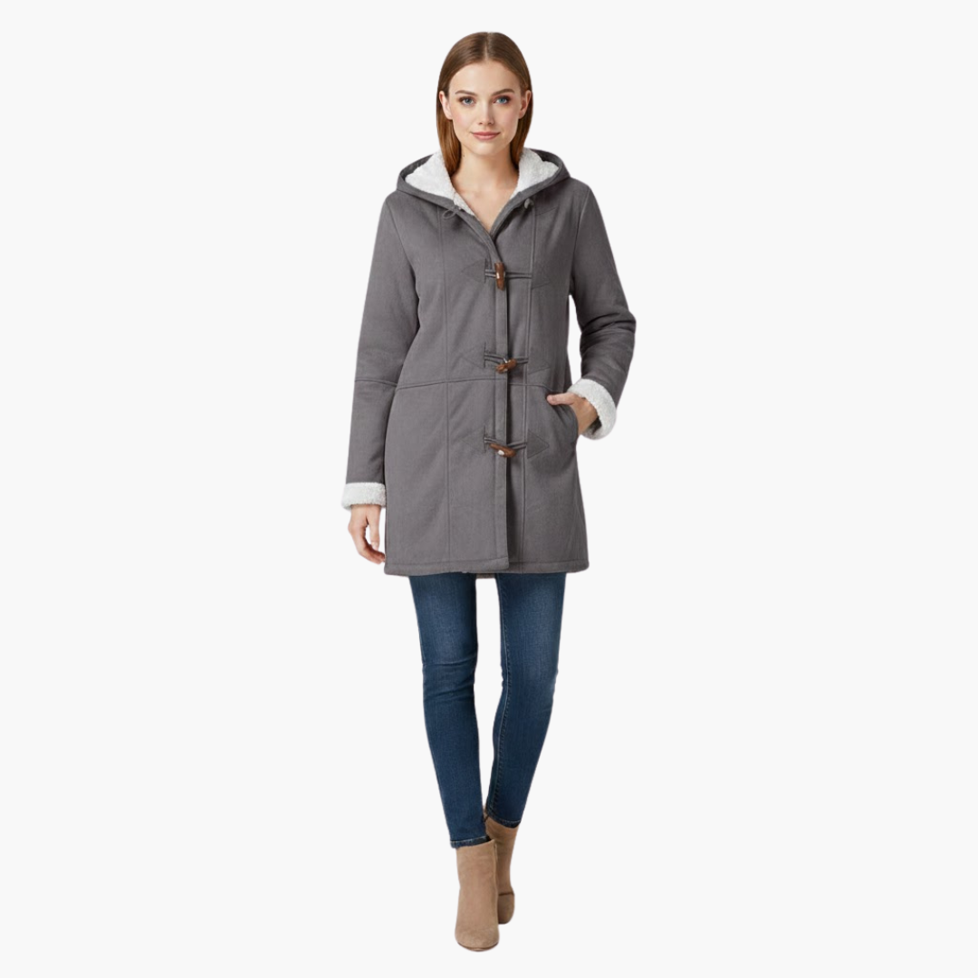 Plus Size Coat for Women with Pockets and Buckle Closure