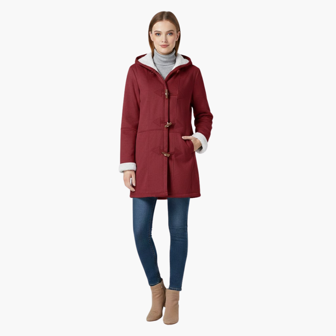 Plus Size Coat for Women with Pockets and Buckle Closure