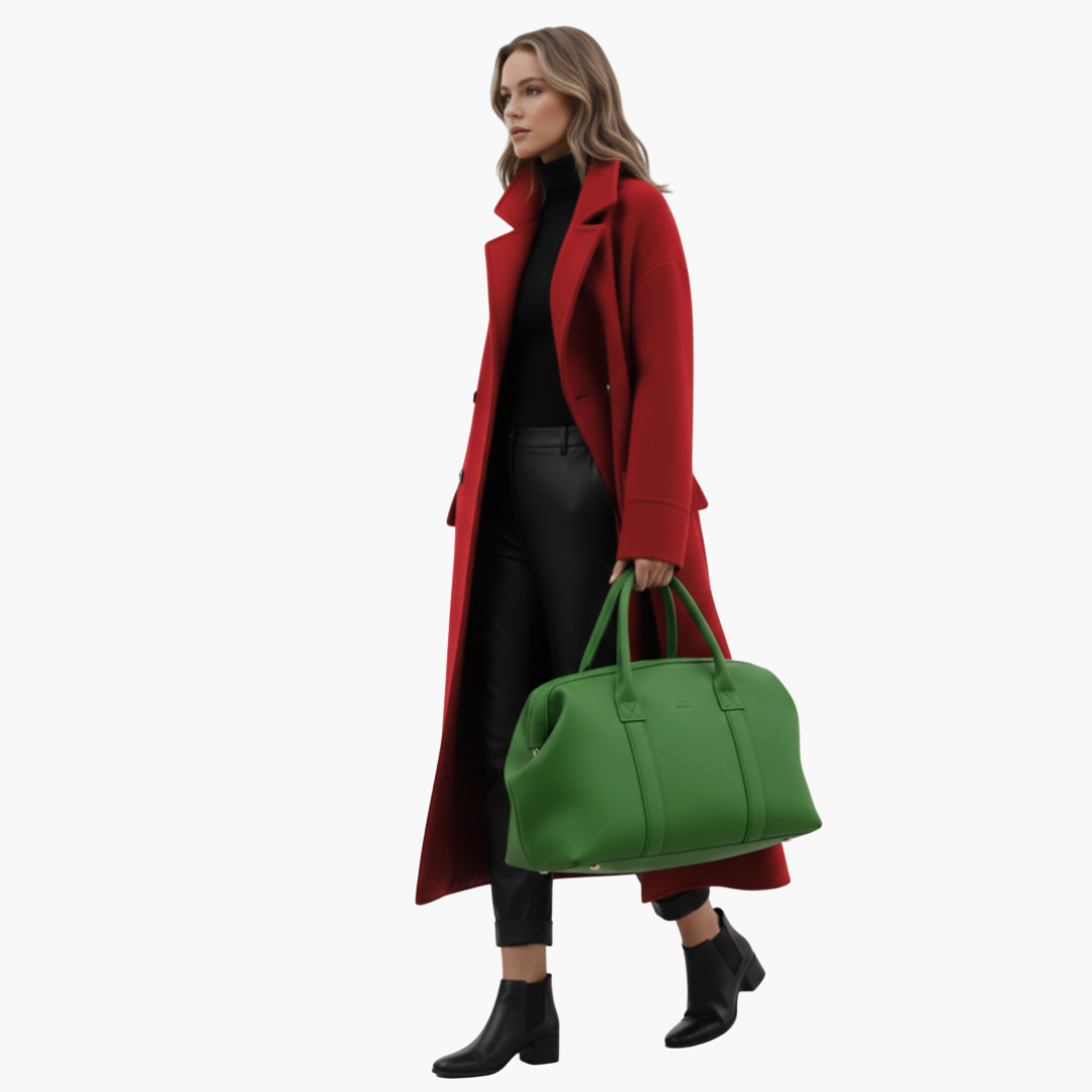 Long Coat with High Collar and Pockets for Women