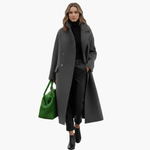 Long Coat with High Collar and Pockets for Women