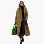 Long Coat with High Collar and Pockets for Women