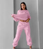 Two-piece pink velvet set with round neck sweatshirt for Women