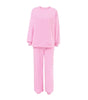 Two-piece pink velvet set with round neck sweatshirt for Women