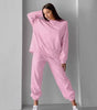 Two-piece pink velvet set with round neck sweatshirt for Women