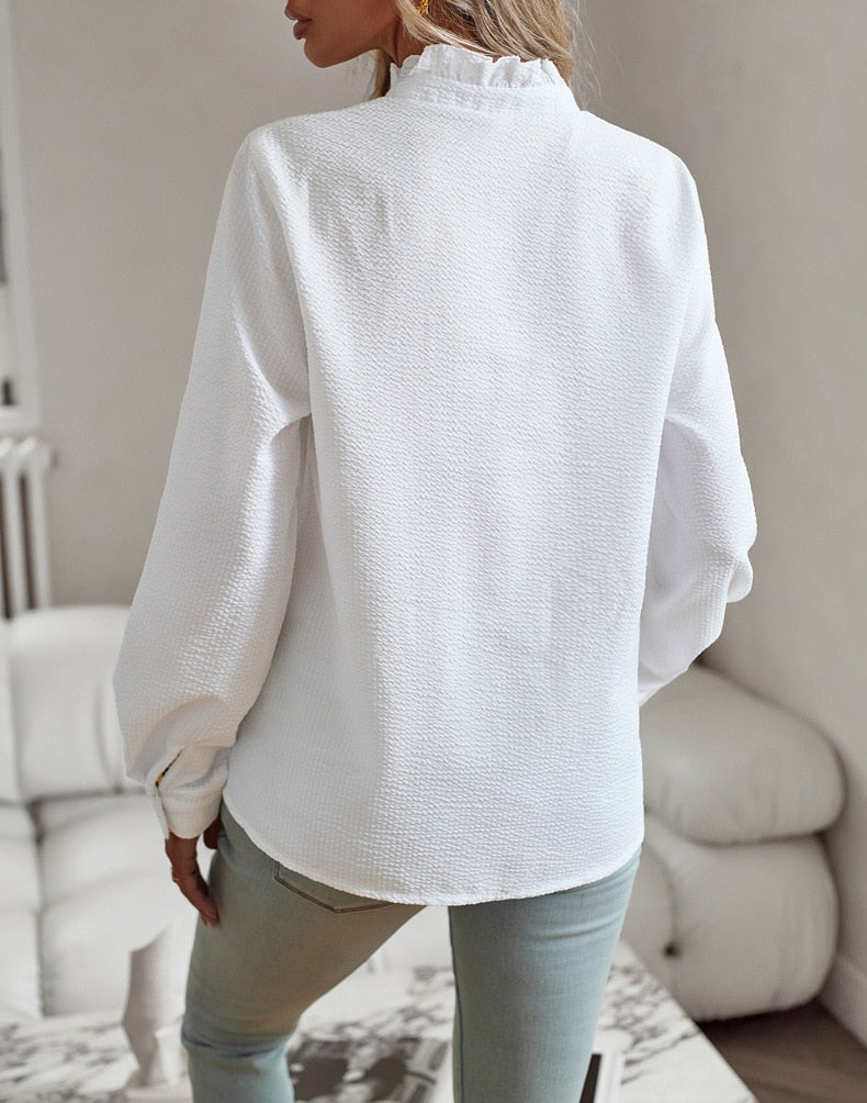 Long-sleeve high-neck blouse for women