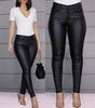 High-Waisted Slim Fit Faux Leather Pants for Women